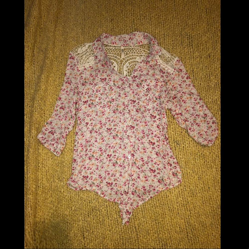 Small Floral Button Up Blouse